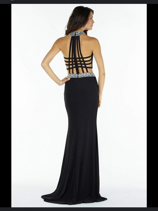Alyce Paris Dresses & Skirts - Alyce Paris Black Beaded Two Piece Prom Gown Open Back Halter 4 Rare Formal
